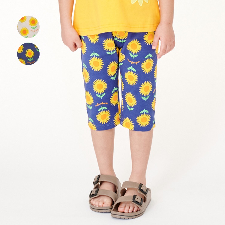 ひまわり総柄6分丈ハーフパンツ