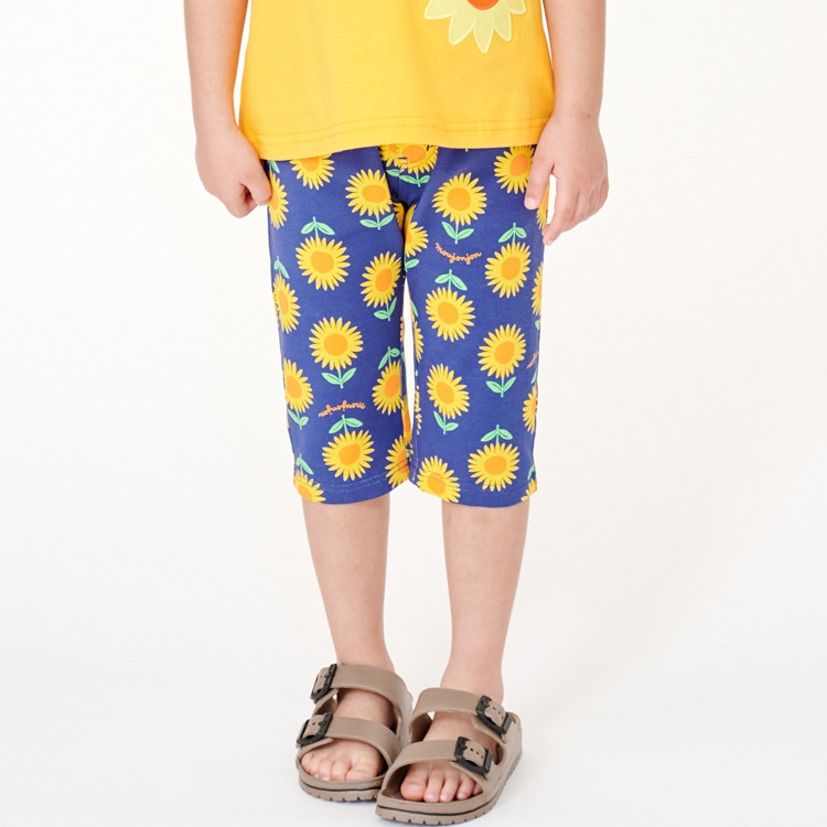 ひまわり総柄6分丈ハーフパンツ(ネイビー-110cm)