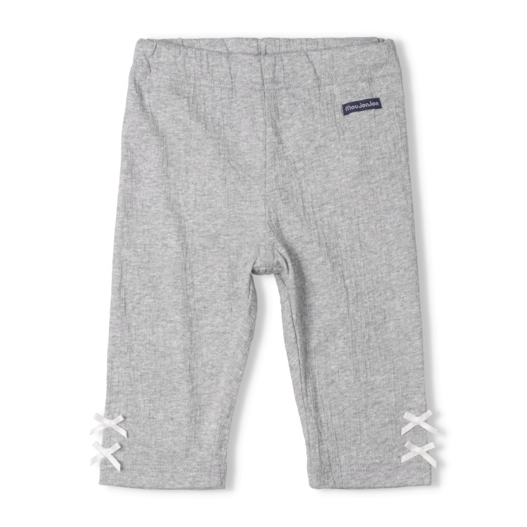 【接触冷感】裾リボン6分丈レギンス(グレー-80cm)