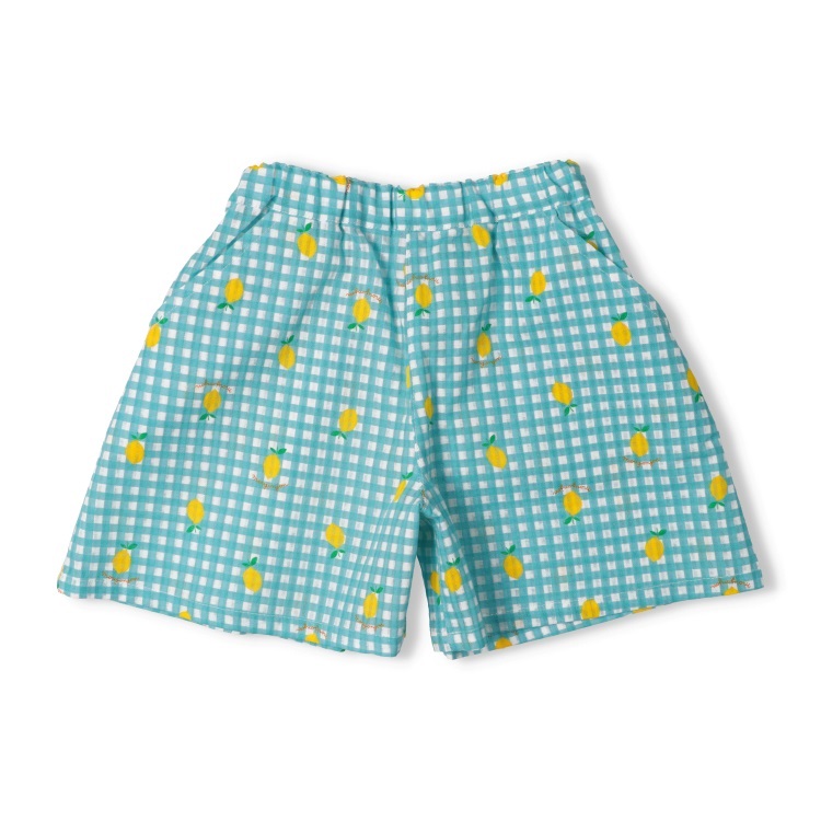 フルーツチェック柄ショートパンツ(サックス-130cm)