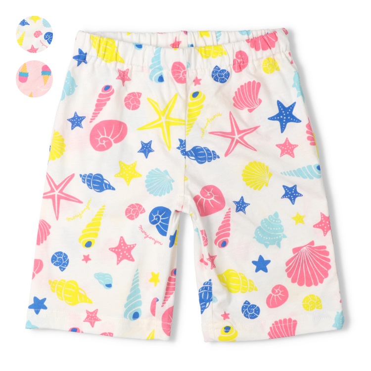 【む～らくぎ】貝殻・アイス総柄ハーフパンツ