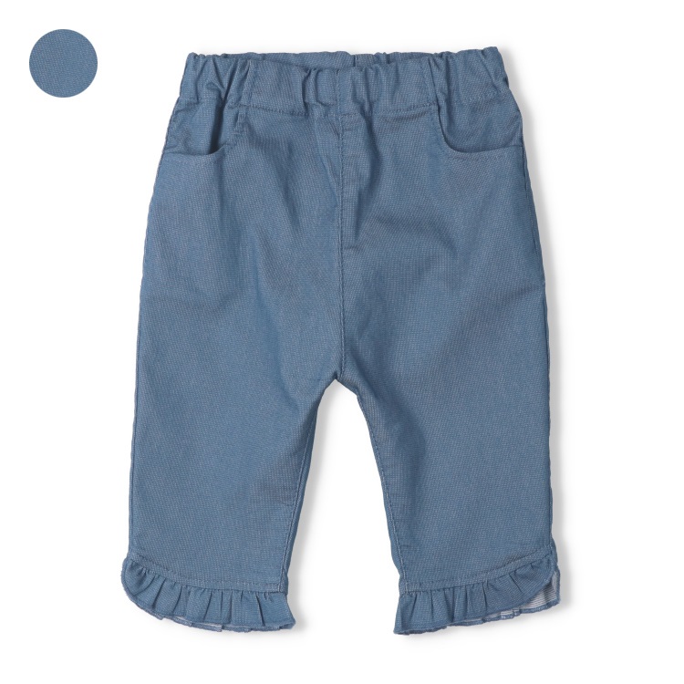 【接触冷感】裾フリルメッシュツイルハーフパンツ