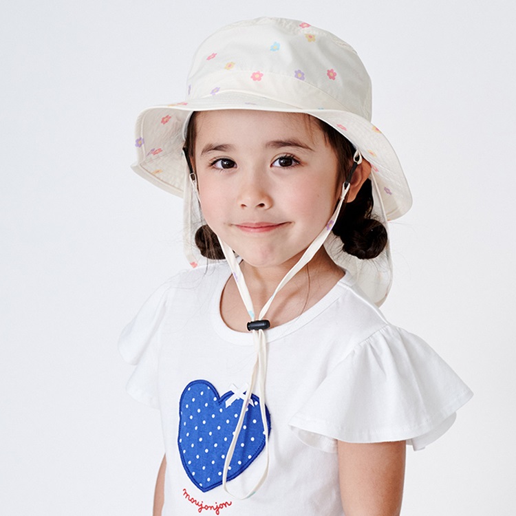小花柄撥水ハット(オフホワイト-56cm)