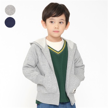 裏毛フード付き無地ジップアップパーカー カーディガン｜子供服