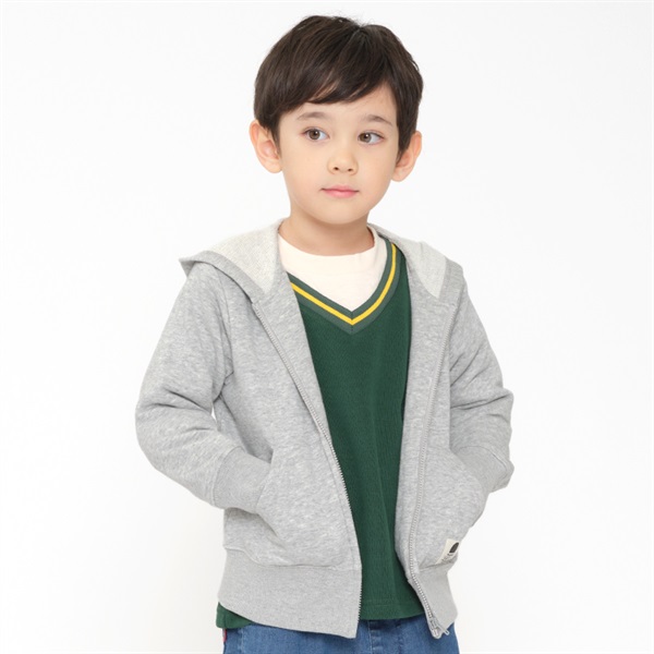 裏毛フード付き無地ジップアップパーカー カーディガン｜子供服