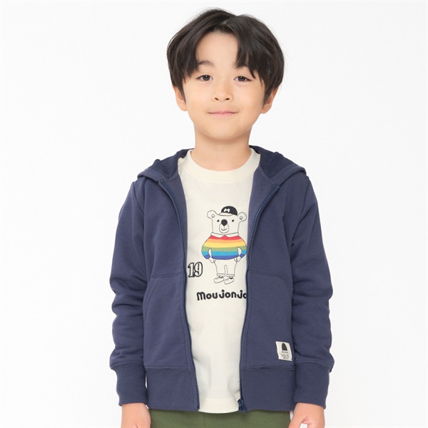 裏毛フード付き無地ジップアップパーカー カーディガン｜子供服