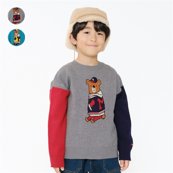 くま編み込みウォッシャブルニットセーター ニット/セーター｜子供服