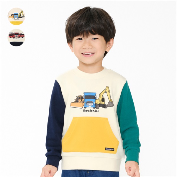 のびふわ裏毛働く車プリントトレーナー トレーナー｜子供服・ベビー服