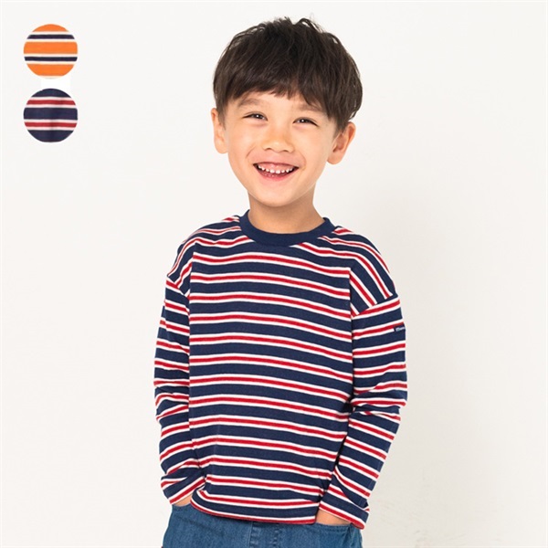 接結ボーダー長袖Tシャツ・ロンT 長袖Tシャツ｜子供服・ベビー服の通販