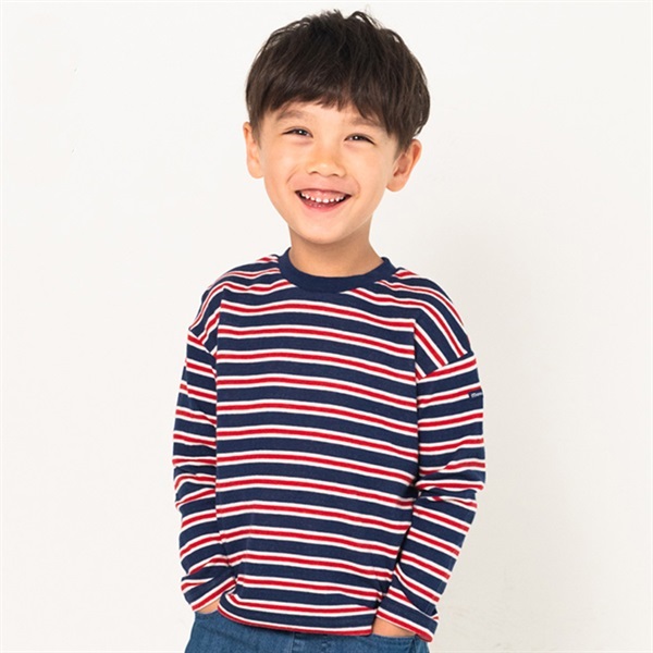 接結ボーダー長袖Tシャツ・ロンT 長袖Tシャツ｜子供服・ベビー服の通販