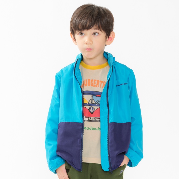 バイカラータフタジャケット(ターコイズブルー-110cm)