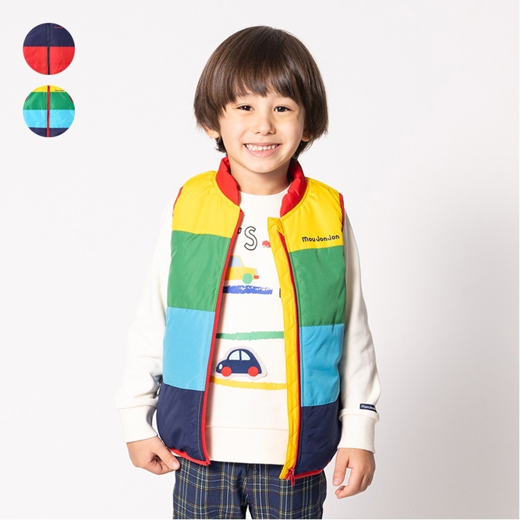 防風タフタ切替中綿ベスト