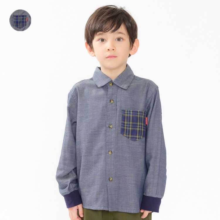 袖口リブWガーゼ長袖シャツ