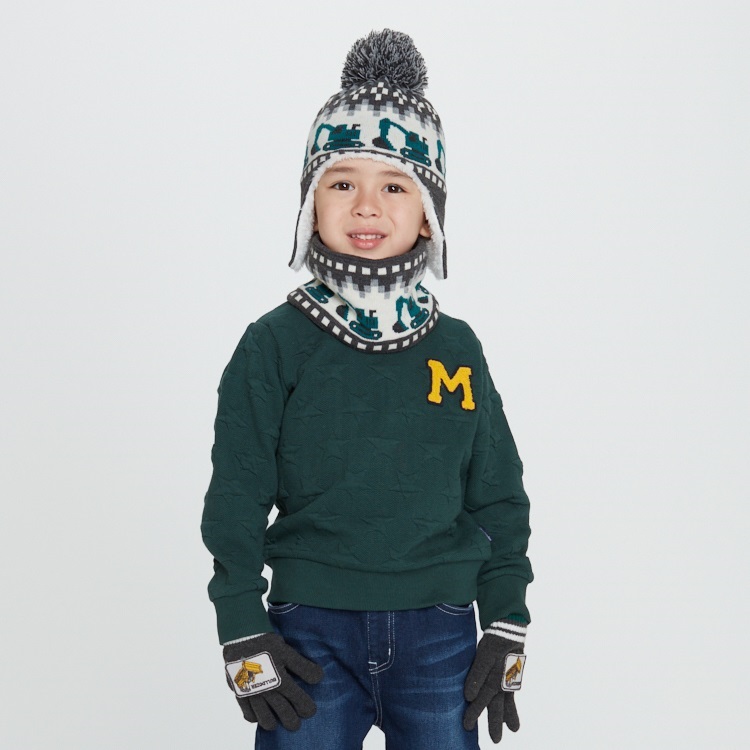 星柄ニットキルトトレーナー(グリーン-120cm)