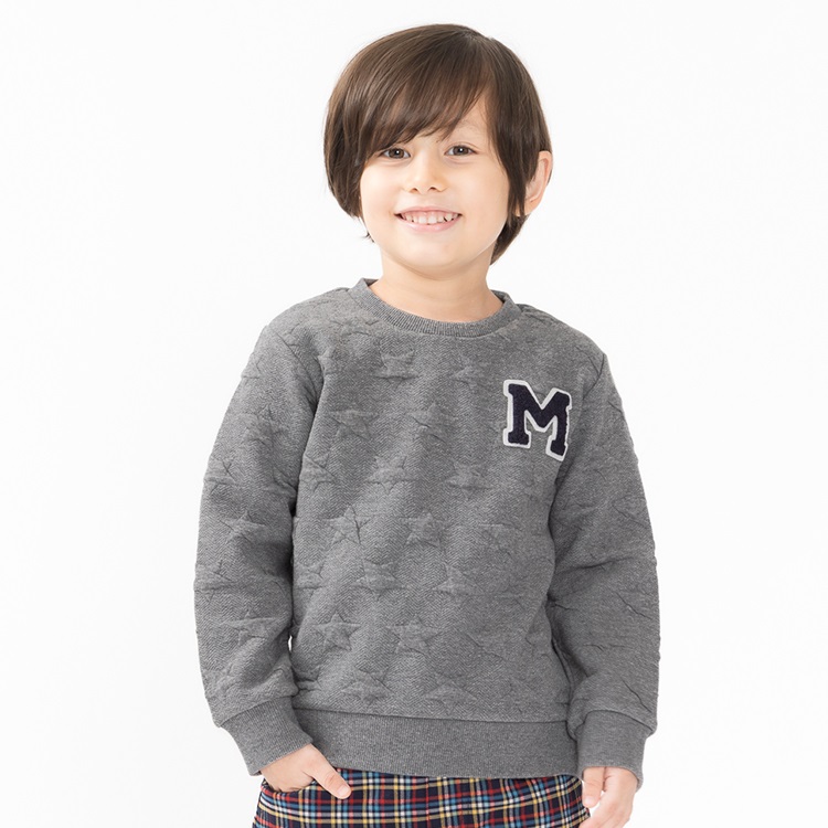 星柄ニットキルトトレーナー(グレー-130cm)