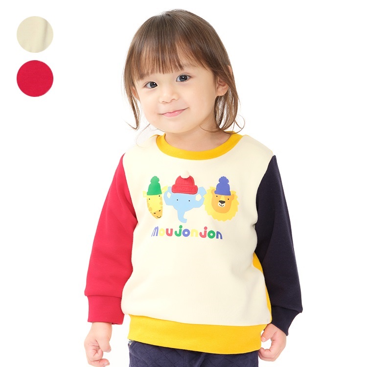 【爆温】動物プリント配色裏起毛トレーナー