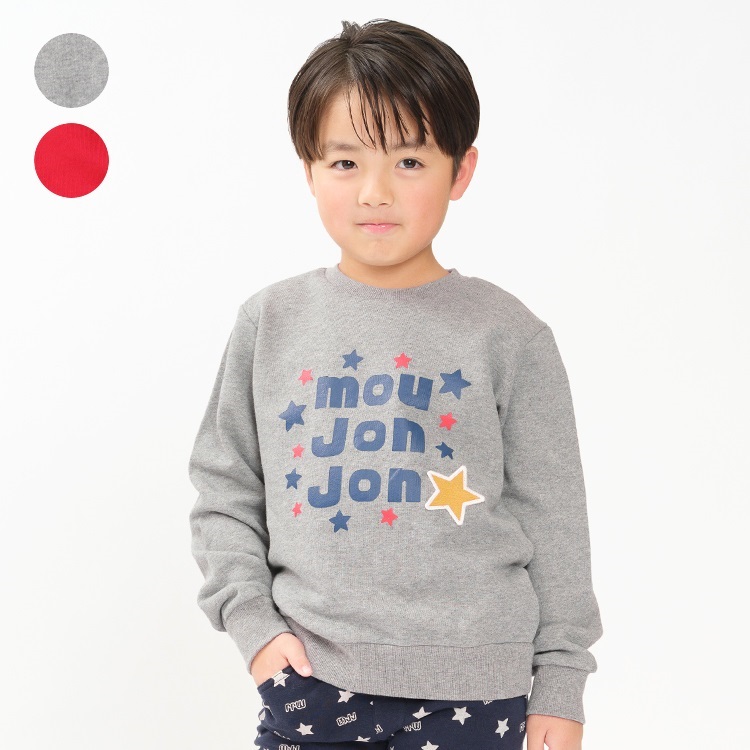 星ワッペンロゴプリント裏毛トレーナー