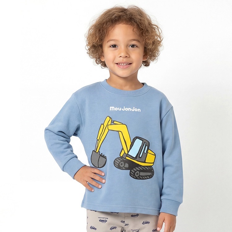 *【WEB限定】働く車裏毛トレーナー(ブルー-95cm)