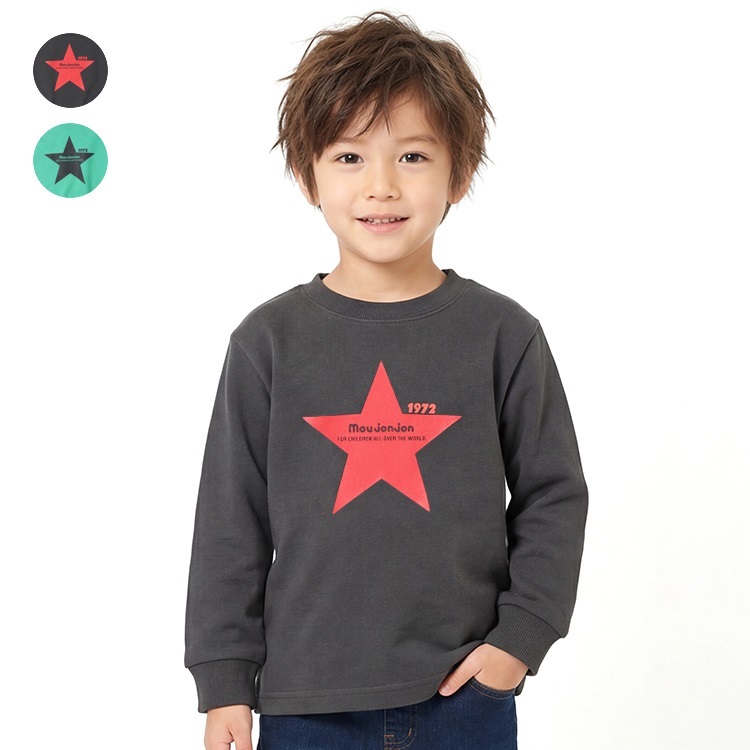 *【WEB限定】星プリント裏毛トレーナー