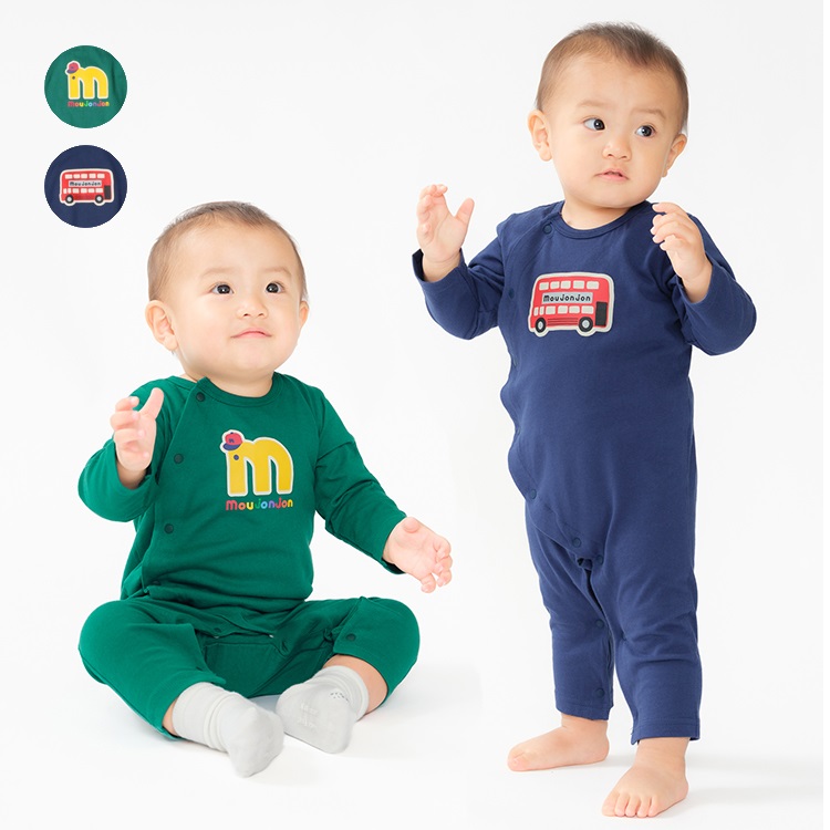 ロゴ・バスワッペン長袖Tシャツロンパース