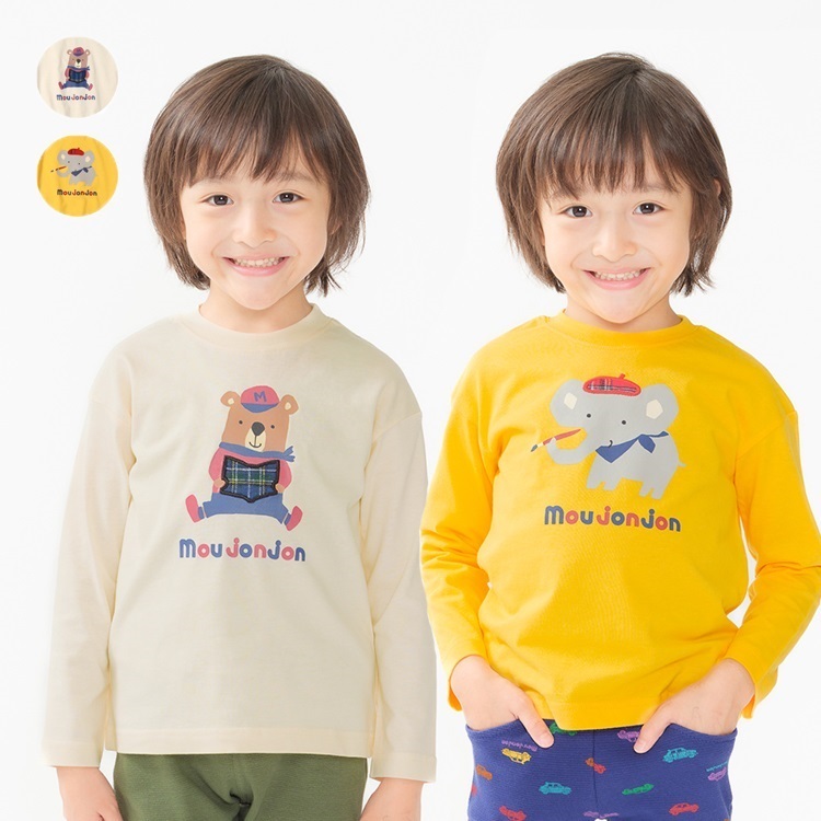 くま・ぞうプリント長袖Tシャツ