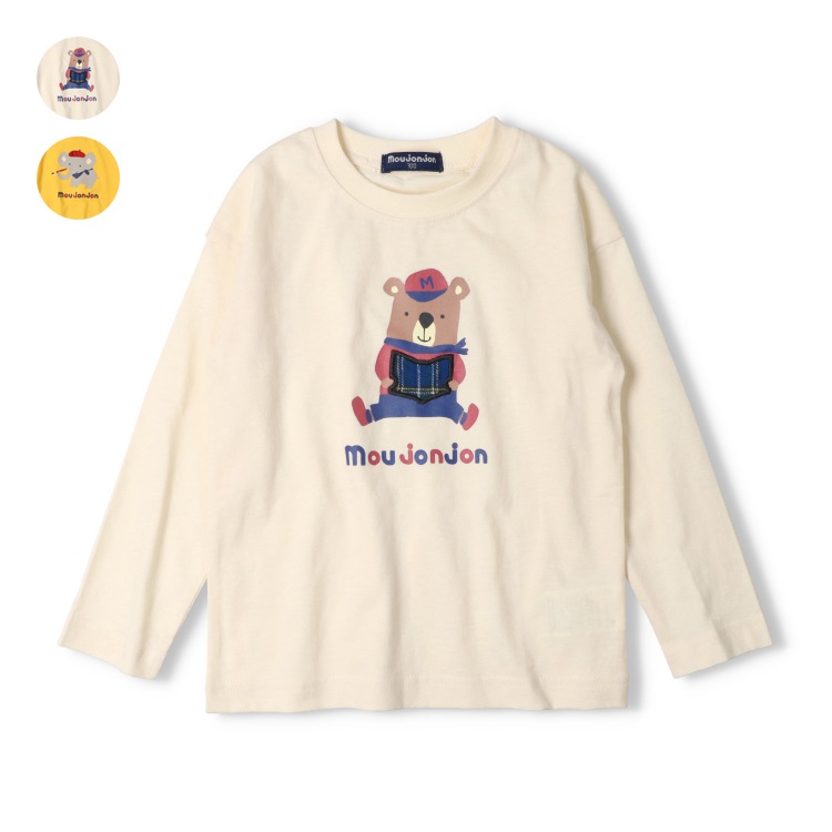 くま・ぞうプリント長袖Tシャツ