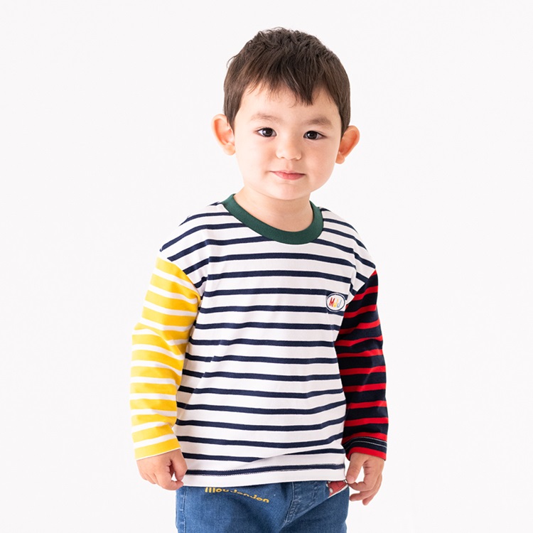 ボーダー長袖Tシャツ(オフホワイト-80cm)