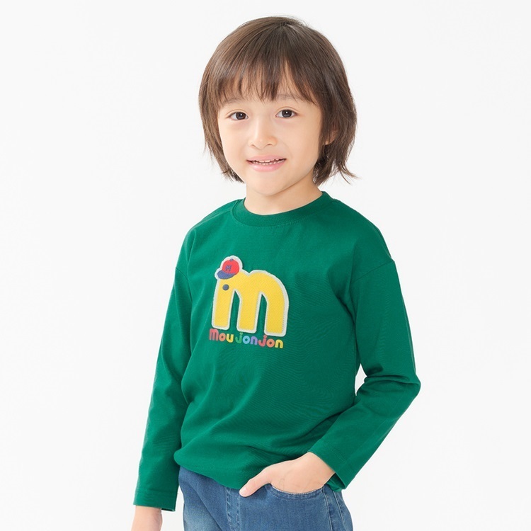 ロゴ・バスワッペン付長袖Tシャツ(グリーン-110cm)