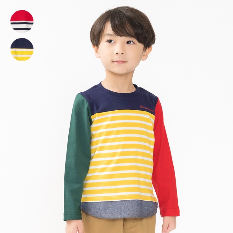ボーダー切替長袖Tシャツ