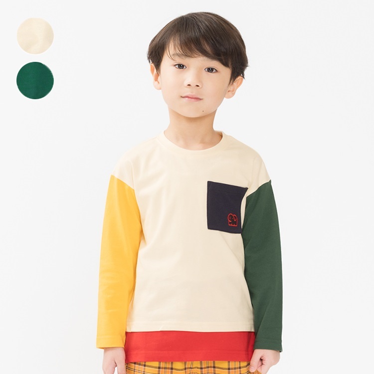 バックプリントレイヤード風長袖Tシャツ