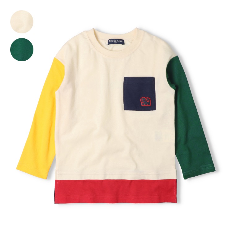 バックプリントレイヤード風長袖Tシャツ