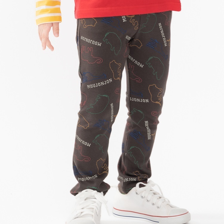 *動物柄フライスロングパンツ(スミブラック-90cm)