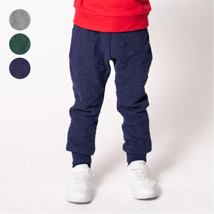 *星柄キルト裾リブロングパンツ