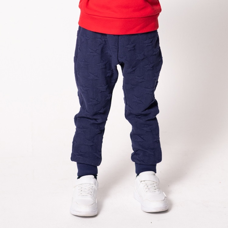 星柄キルト裾リブロングパンツ(ネイビー-110cm)