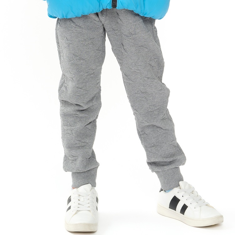 星柄キルト裾リブロングパンツ(グレー-90cm)