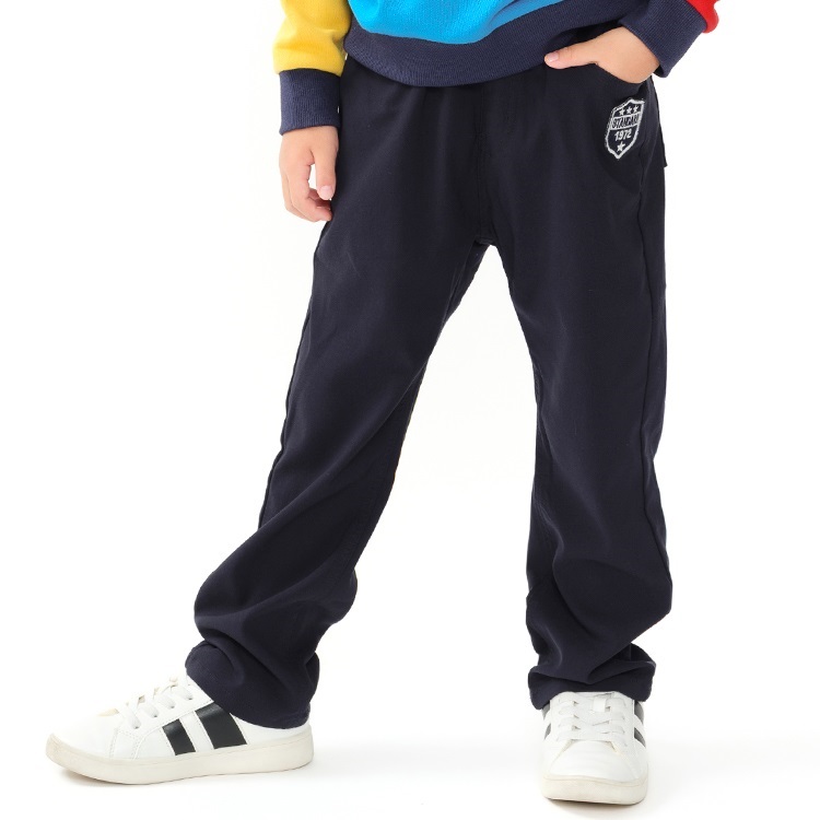 のびふわツイルワッペン付ロングパンツ(ネイビー-130cm)