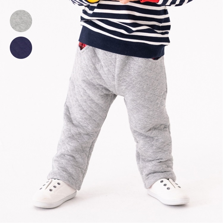 *チェック切替ニットキルトロングパンツ