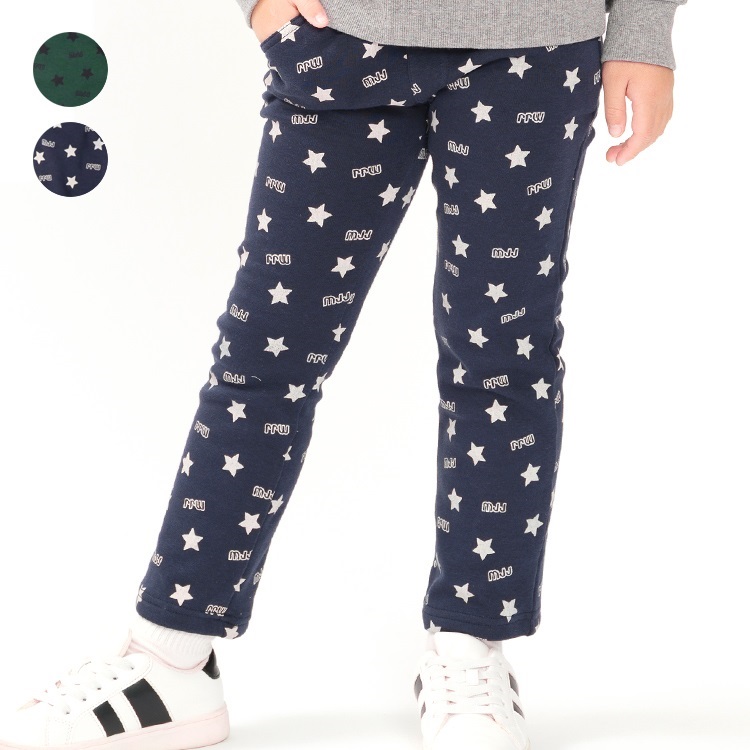 *【爆温】星総柄裏起毛ロングパンツ