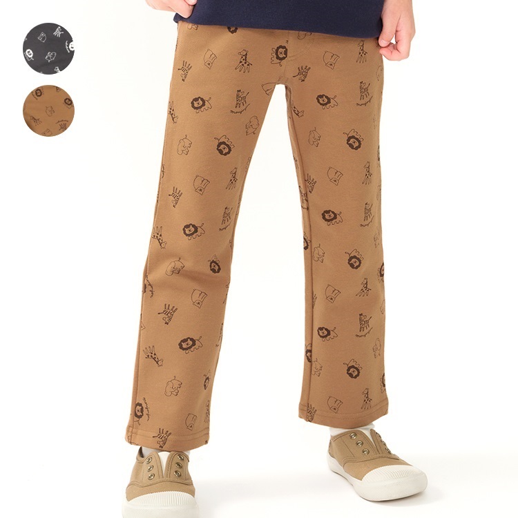 動物総柄ストレッチミニ裏毛ロングパンツ