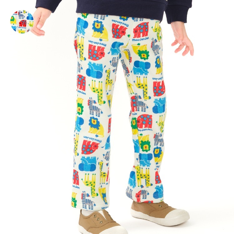 【爆温】カラフル動物総柄裏起毛ロングパンツ