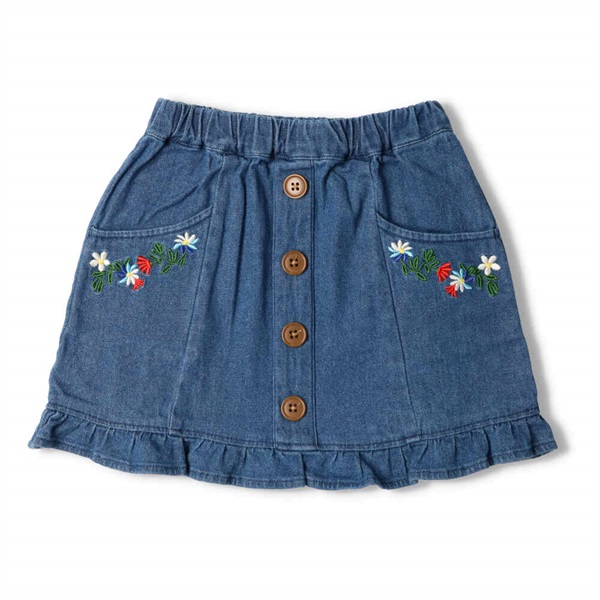 チェック・デニム裾フリルスカート スカート｜子供服・ベビー服の通販