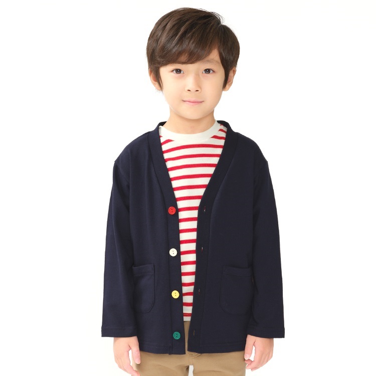 ミニ裏毛カーディガン(ネイビー-90cm)