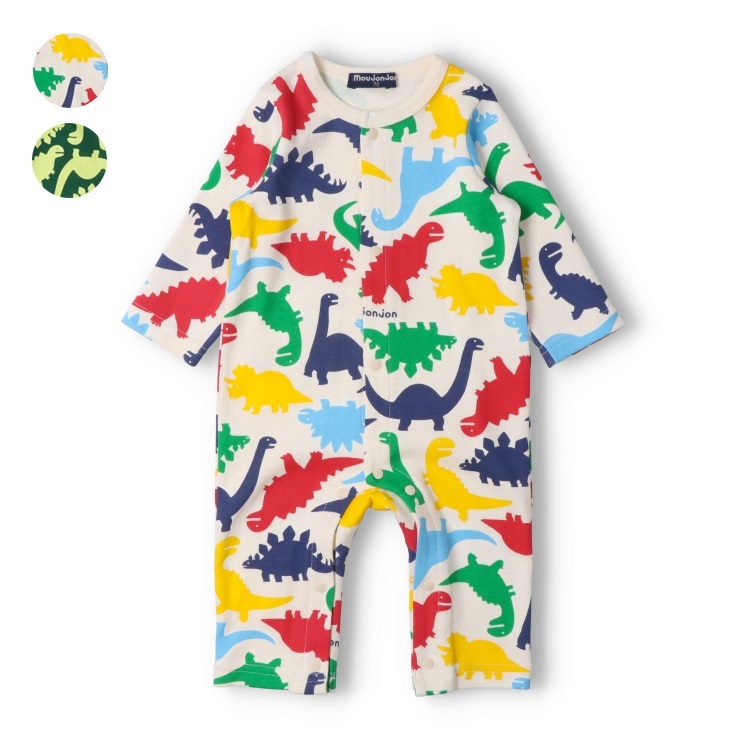 恐竜総柄長袖Tシャツロンパース カバーオール｜子供服・ベビー服の通販