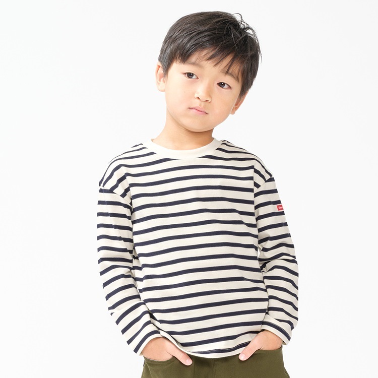 ボーダー長袖Tシャツ(ネイビー-90cm)