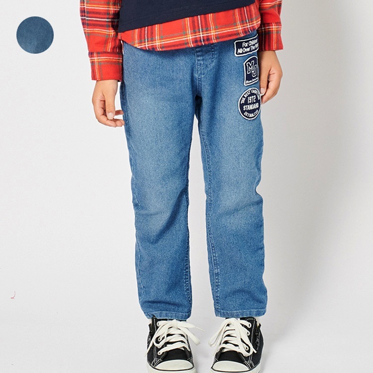 *ワッペン付デニムロングパンツ