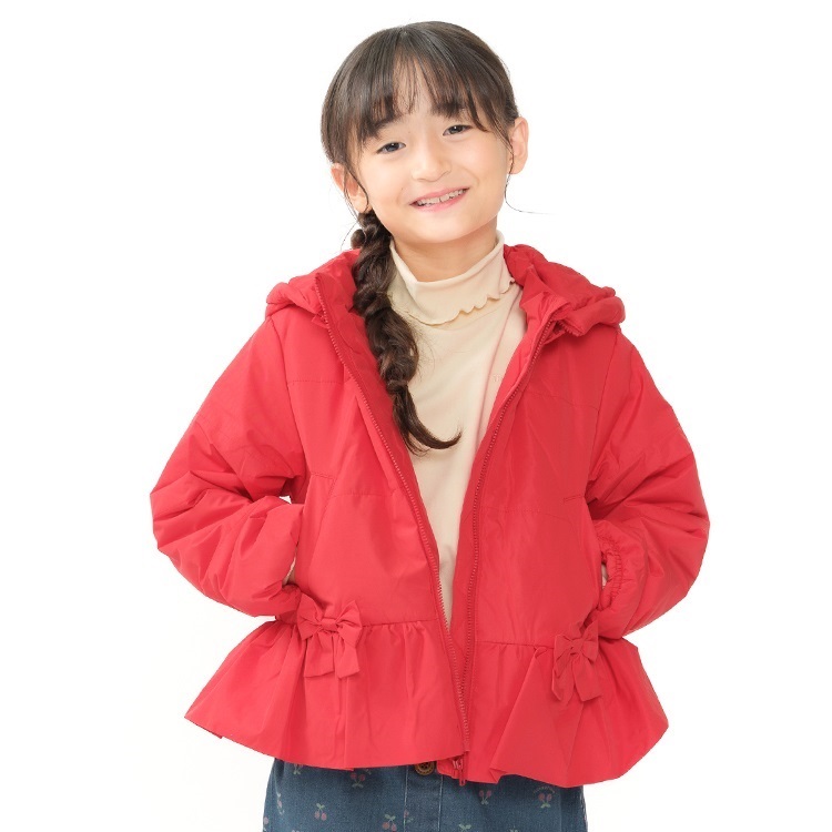 *防風・撥水加工リボン付ジャケット(レッド-90cm)