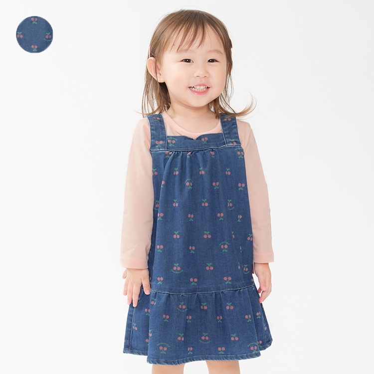 *チェリー柄デニムジャンパースカート