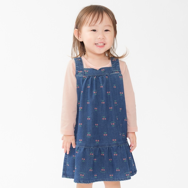 チェリー柄デニムジャンパースカート ジャンパースカート｜子供服