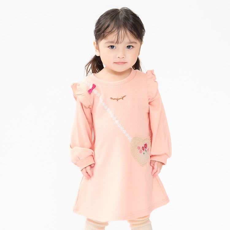 お花刺繍ポシェット風裏毛ワンピース ワンピース｜子供服・ベビー服の