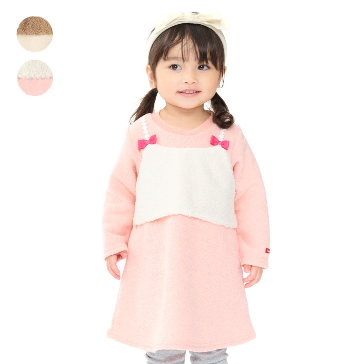 ボアビスチェ風ブークレー裏起毛ワンピース ワンピース｜子供服